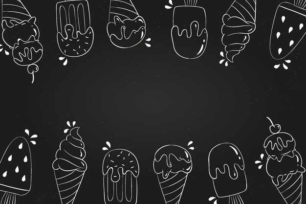 Fondo de pizarra de helado dibujado a mano