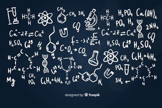 Fondo pizarra con información de química