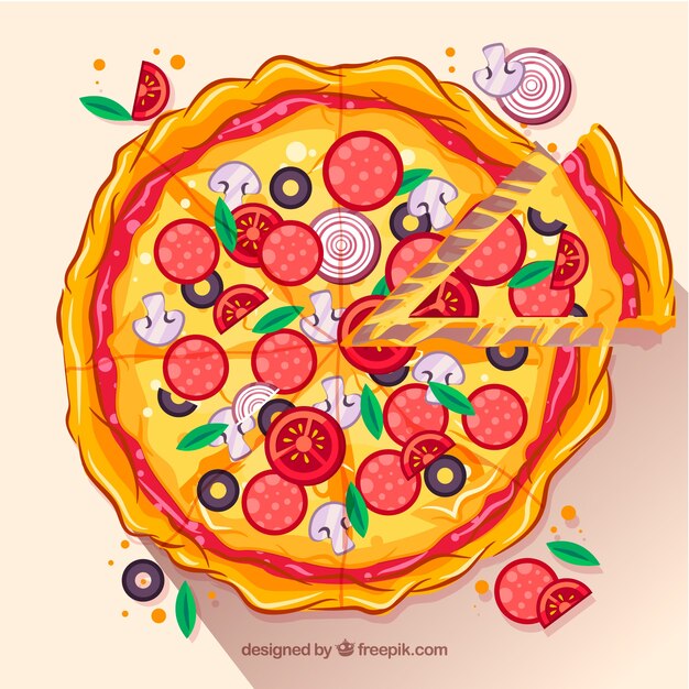 Fondo de pizza con diseño plano