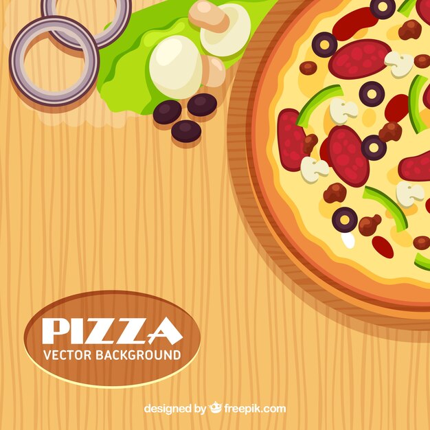 Fondo de pizza con ingredientes 