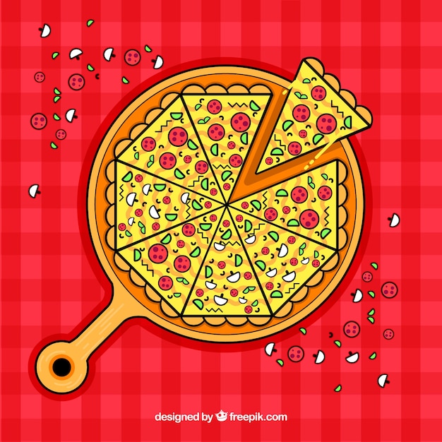 Vector gratuito fondo de pizza con ingredientes