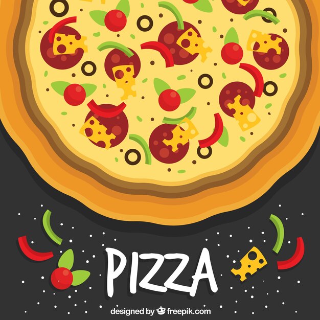 Fondo de pizza picante con diseño plano