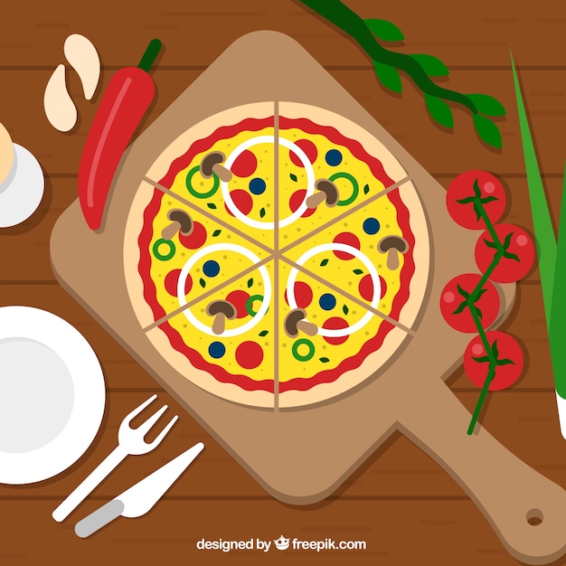 Vector gratuito fondo pizza con verduras