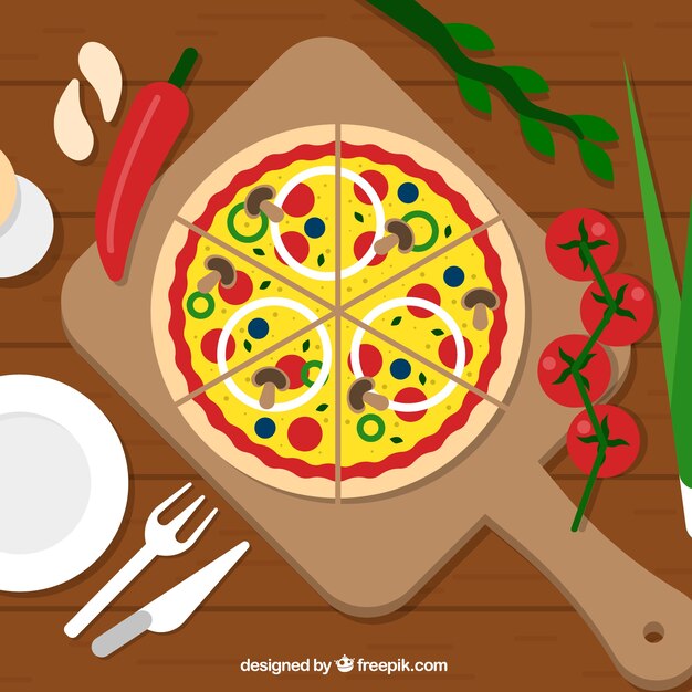 Fondo pizza con verduras