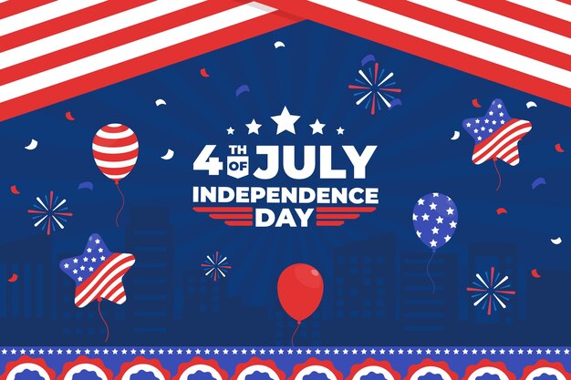 Fondo plano del 4 de julio con globos