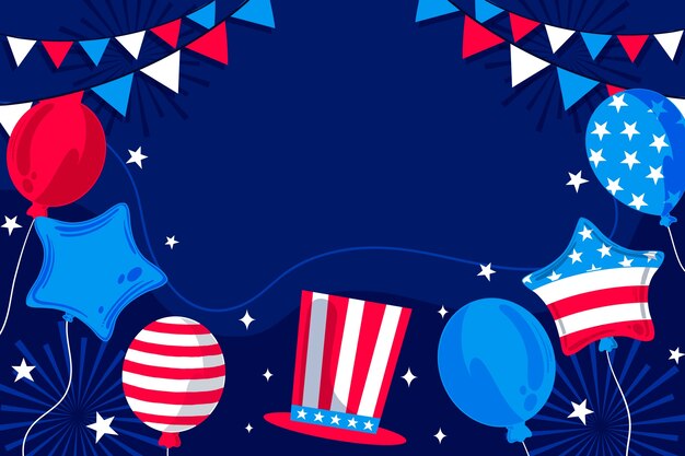 Fondo plano del 4 de julio con globos