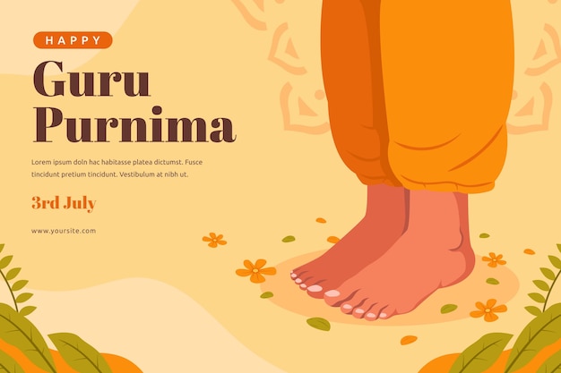 Vector gratuito fondo plano para la adoración de guru purnima