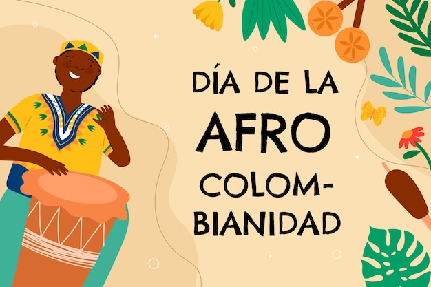 Vector gratuito fondo plano afrocolombianidad