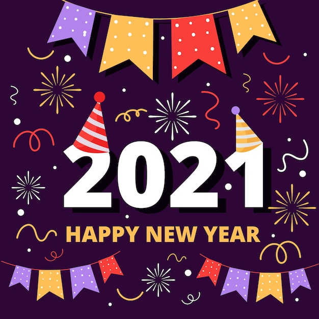 Fondo plano año nuevo 2021