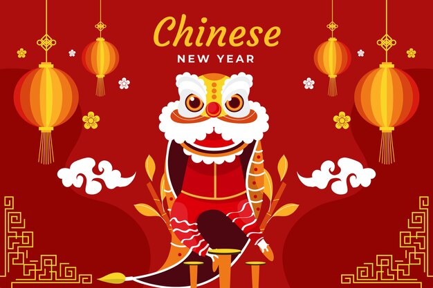 Fondo plano año nuevo chino