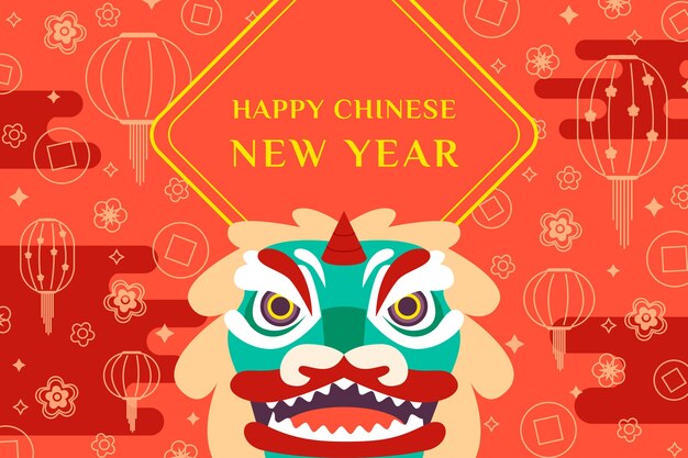 Fondo plano del año nuevo chino