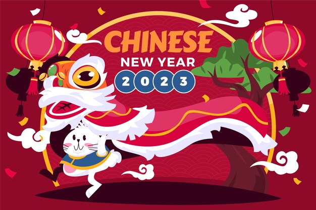 Fondo plano de año nuevo chino