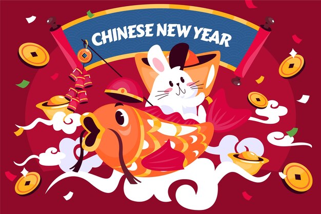 Fondo plano de año nuevo chino