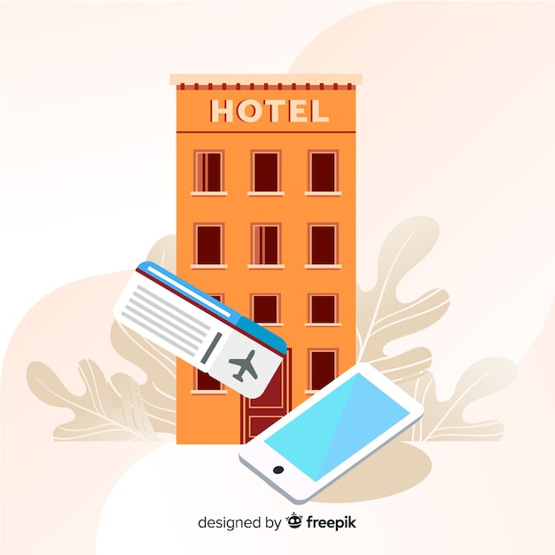 Vector gratuito fondo plano aplicación reserva de hotel