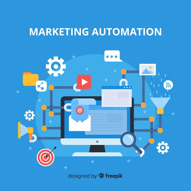 Fondo plano automatización marketing