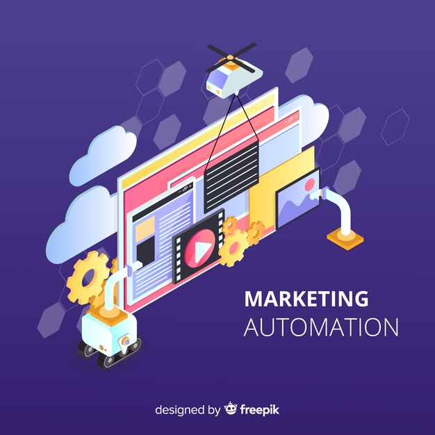 Fondo plano automatización marketing