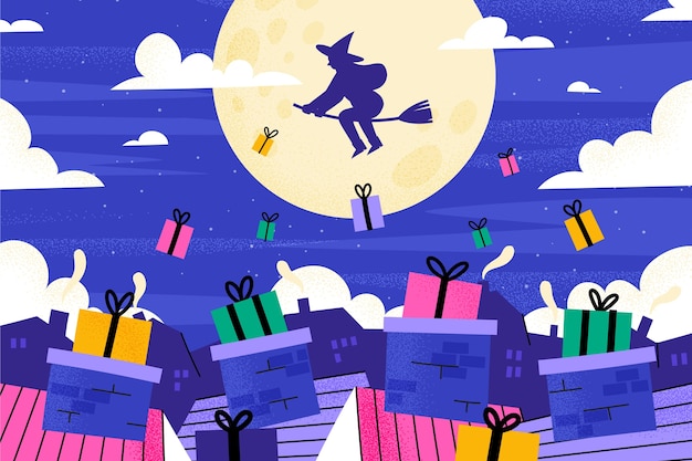 Vector gratuito fondo plano para befana