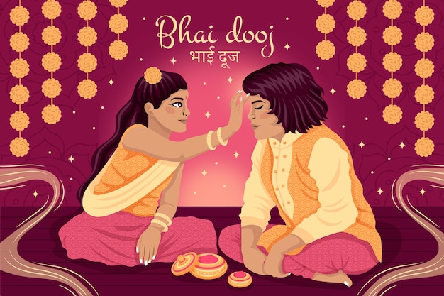 Vector gratuito fondo plano bhai dooj