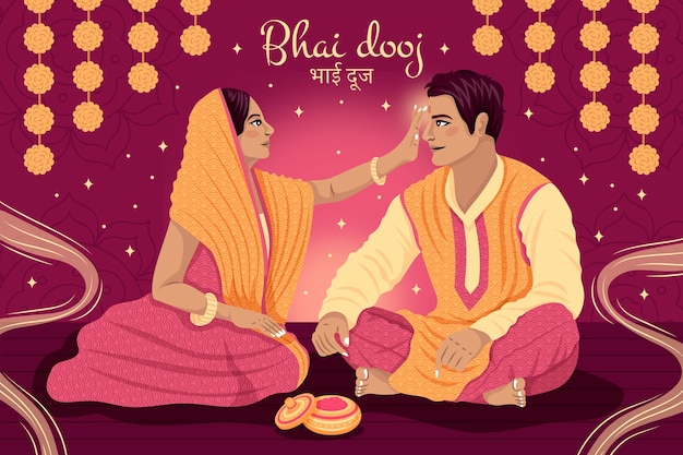 Vector gratuito fondo plano bhai dooj