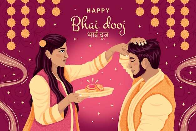 Vector gratuito fondo plano bhai dooj