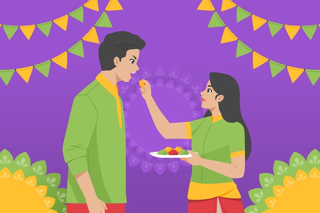 Vector gratuito fondo plano bhai dooj