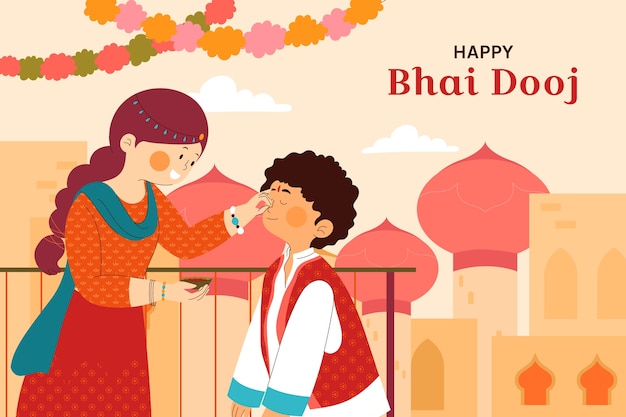 Vector gratuito fondo plano bhai dooj