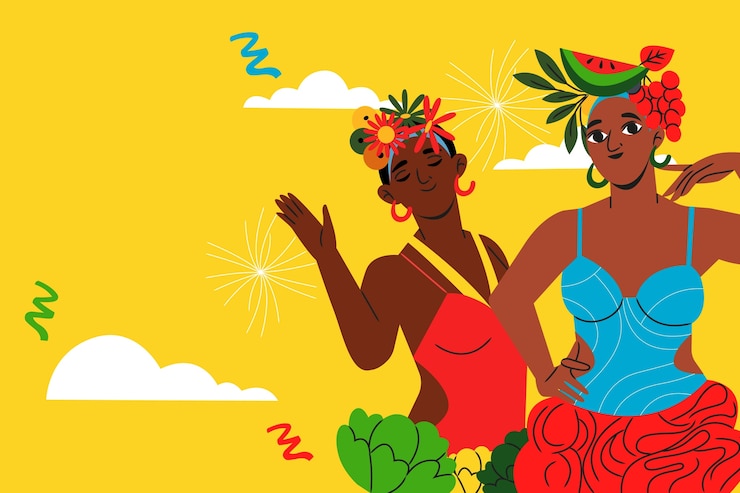 Vector gratuito fondo plano del carnaval de barranquilla