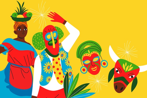 Fondo plano del carnaval de barranquilla
