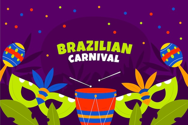 Vector gratuito fondo plano carnaval brasileño