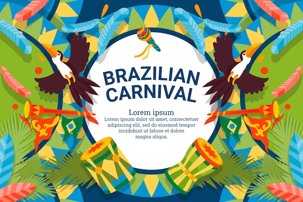 Vector gratuito fondo plano carnaval brasileño