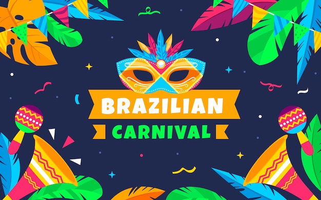 Vector gratuito fondo plano carnaval brasileño