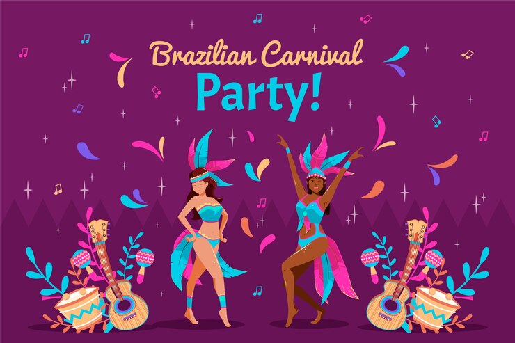 Vector gratuito fondo plano del carnaval brasileño