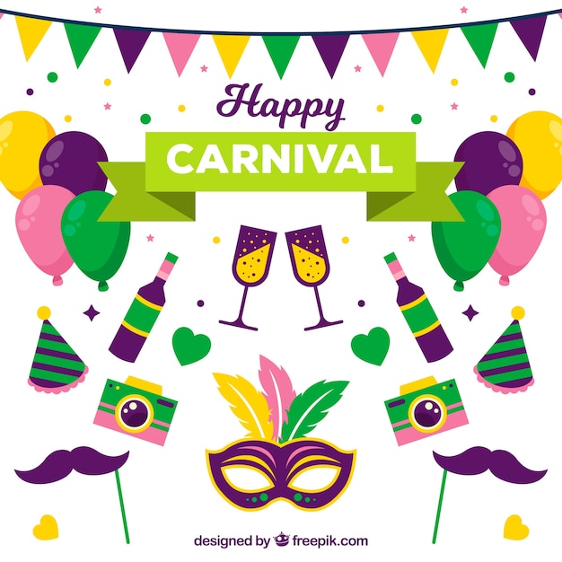 Vector gratuito fondo plano de carnaval