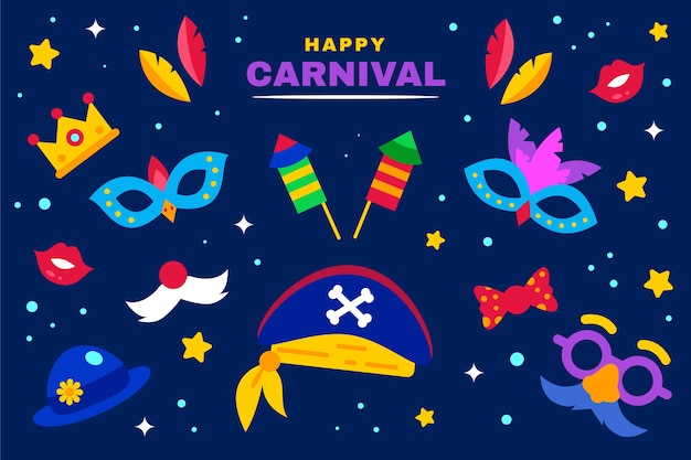 Vector gratuito fondo plano de carnaval