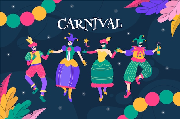 Vector gratuito fondo plano de carnaval