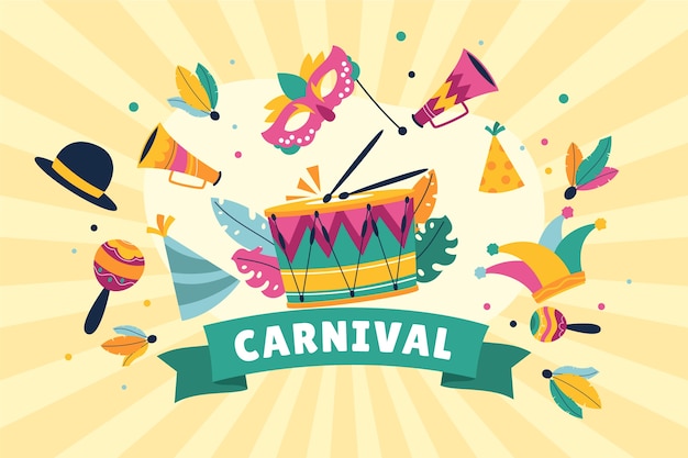 Vector gratuito fondo plano de carnaval