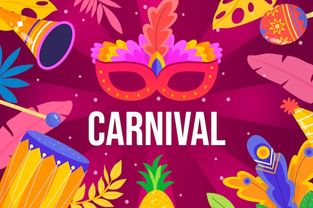 Vector gratuito fondo plano de carnaval
