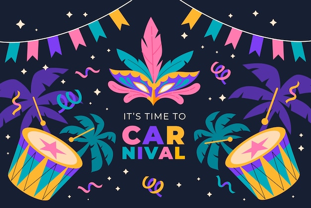 Vector gratuito fondo plano de carnaval