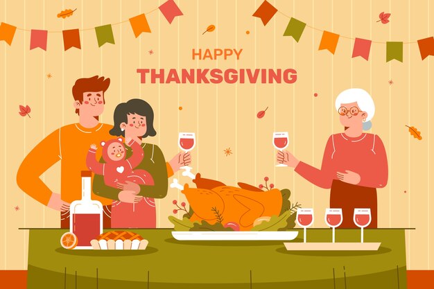 Fondo plano para la celebración de acción de gracias.