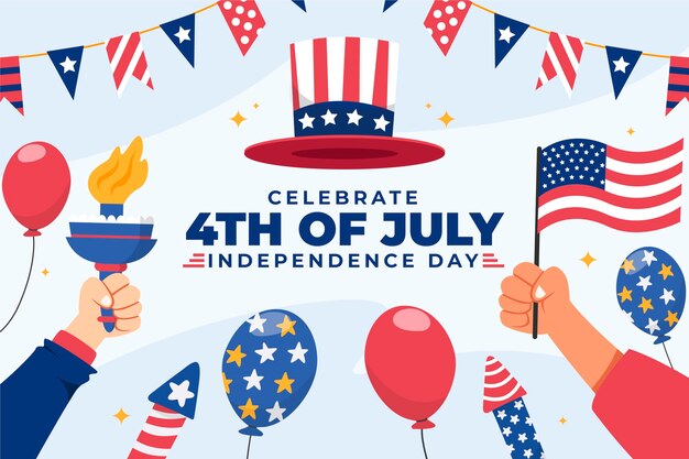 Fondo plano para la celebración americana del 4 de julio