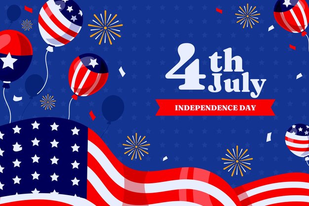 Fondo plano para la celebración americana del 4 de julio