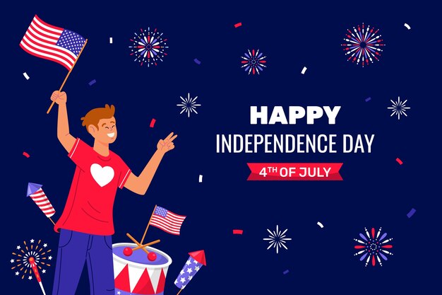 Fondo plano para la celebración americana del 4 de julio
