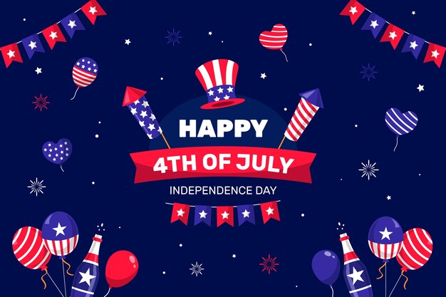 Fondo plano para la celebración americana del 4 de julio