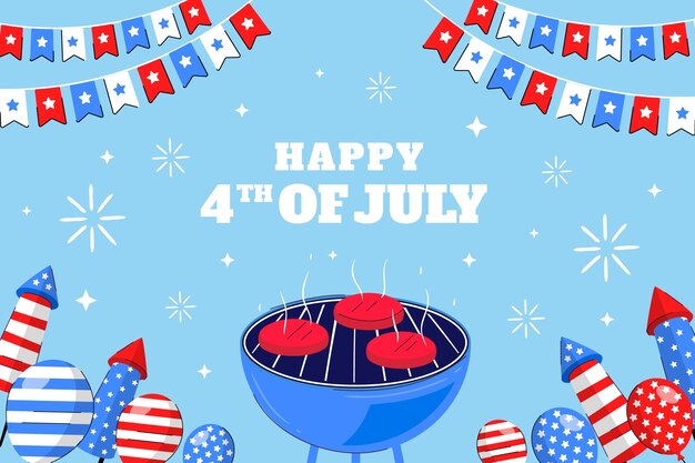 Fondo plano para la celebración americana del 4 de julio