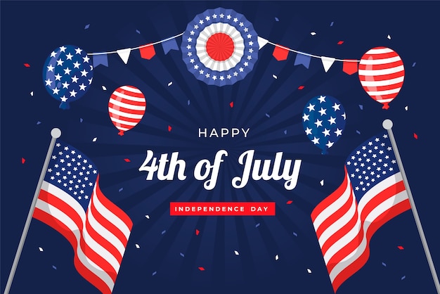 Vector gratuito fondo plano para la celebración americana del 4 de julio