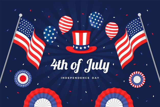 Fondo plano para la celebración americana del 4 de julio
