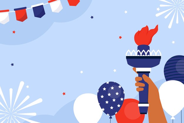 Fondo plano para la celebración americana del 4 de julio