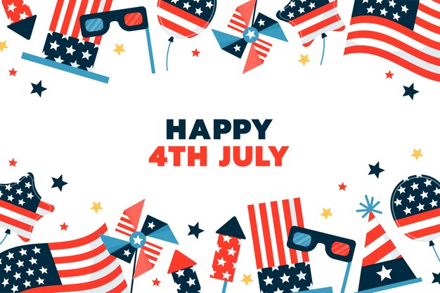 Fondo plano para la celebración americana del 4 de julio