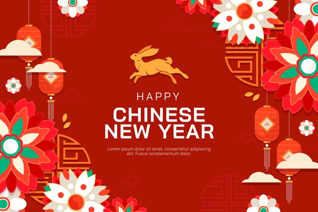 Fondo plano para la celebración del año nuevo chino