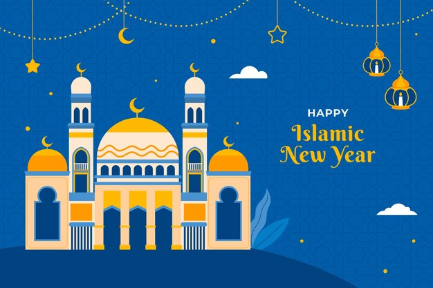 Fondo plano para la celebración del año nuevo islámico